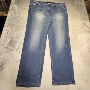 Crooks & Castles Jeans Mens 44x32 Blue Medium Wash Straight Relaxed Denim